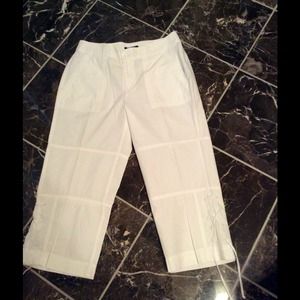 White cotton sailor style capris