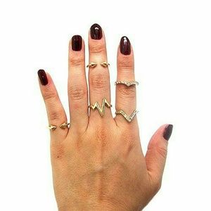 Gold Crystal Midi Ring Set