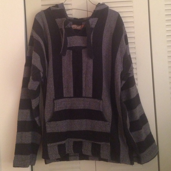 Handmade black & gray baja hoodie