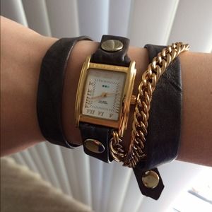 La Mer handmade leather chain wrap watch
