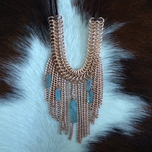 Rose Gold Filled Crystal Necklace on deer leather