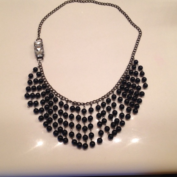 Black beaded statement necklace