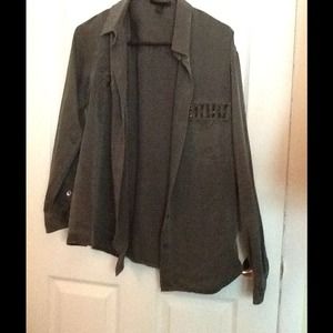 Army green button up