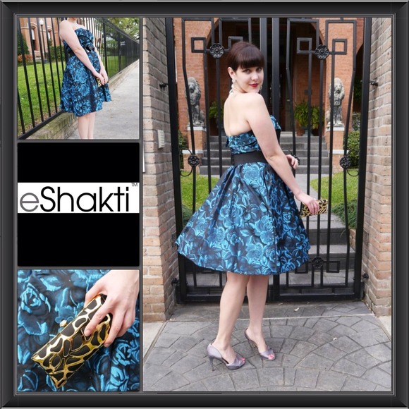 eshakti Dresses & Skirts - Metallic blue and black rose eShakti dress NEW