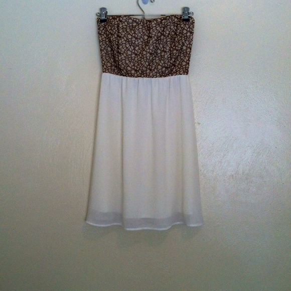 Body Central strapless gold and ivory dress sz L