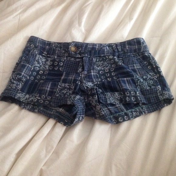 Plaid and flower print stitched shorts from AE