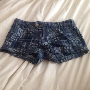 Plaid and flower print stitched shorts from AE