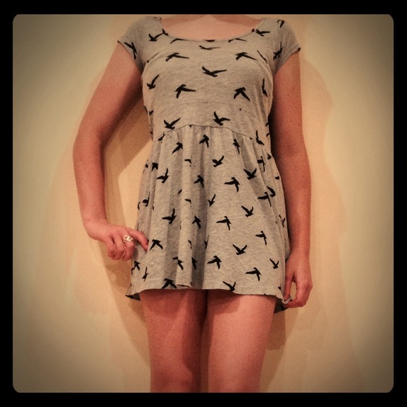 Bird Patterned Dress><><><><><
