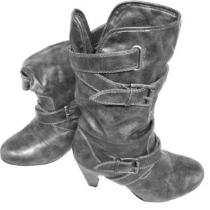DSW grey buckle boots