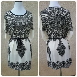 Black and Cream Belted Dress S\M