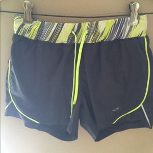 Green and black sport shorts