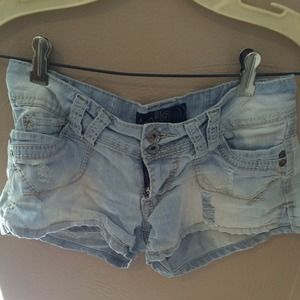 Faded denim shorts
