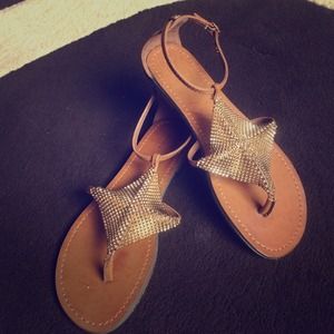 Chestnut and gold sandals