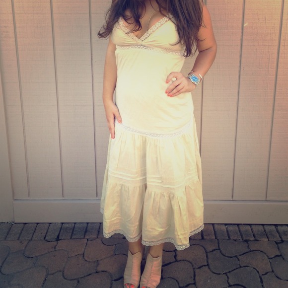 Long Beige Mermaid-Style Dress