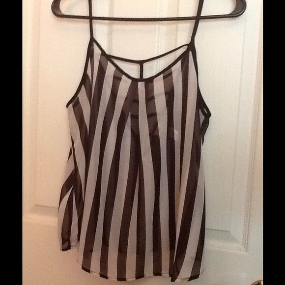 Black and white sheer tank