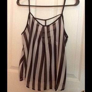 Black and white sheer tank