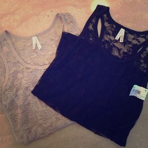 Black & Nude Flower Lace Tank Tops *Bundle*