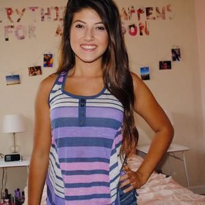 Purple&White Striped Tank Top