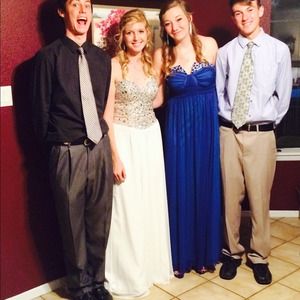 White sequined bustier prom dress.