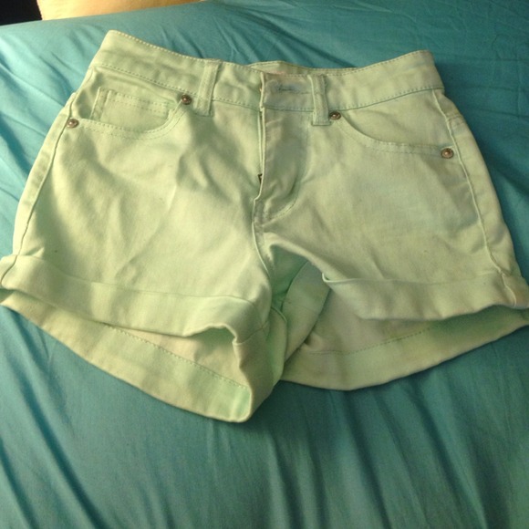 mint green high rise shorts
