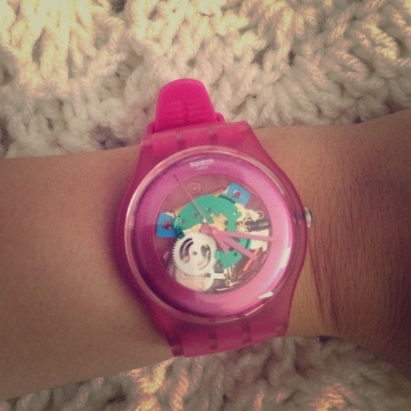 Swatch Brand: Pink Skeleton Watch