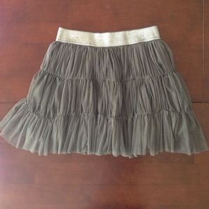 Grey Tulle Layered Skirt