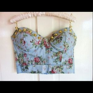 Studded floral crop top