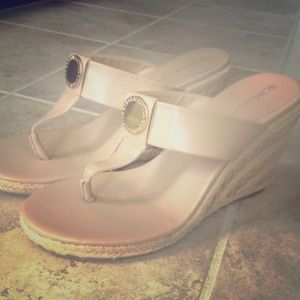 BCBG Nude Wedges