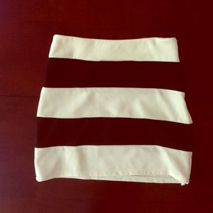 Black and White Striped Bandage Skirt