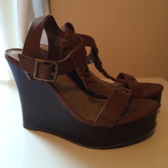 Brown wedge sandals