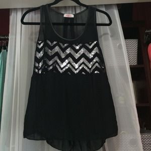 Loose fitted sparkly chevron tank