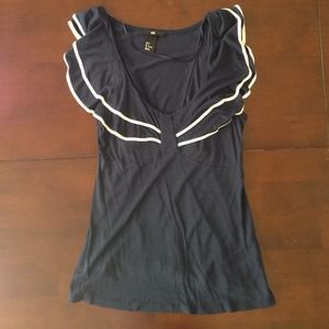 Navy Blue and White Sailor Inspired Top