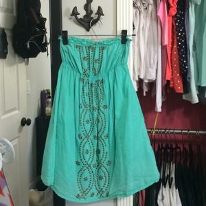 Strapless Teal Summer dress