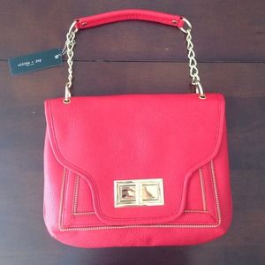 Blood Orange Leather Purse with Gold Detailing