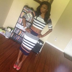 2 piece striped skirt set