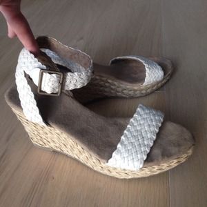 Gap wedge sandals, cream braid straps - size 10