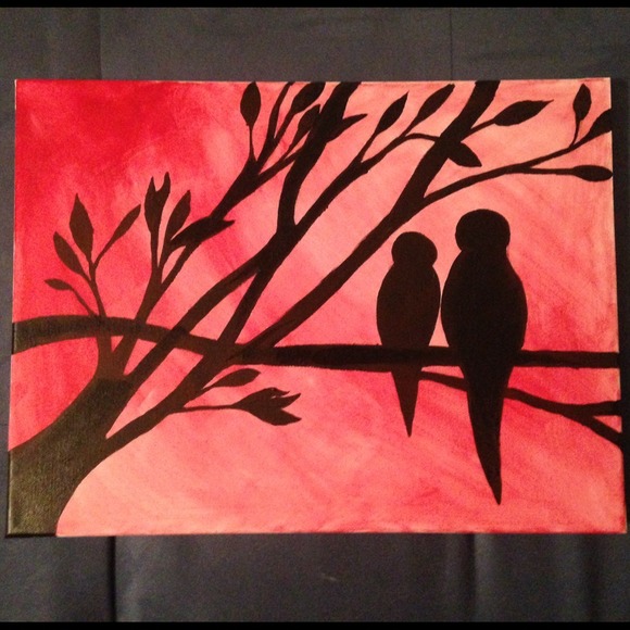Love Birds Painting.. Hand painted original.