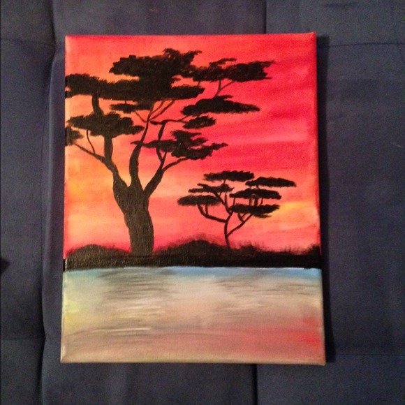African Savannah Landscape.Hand painted Original.