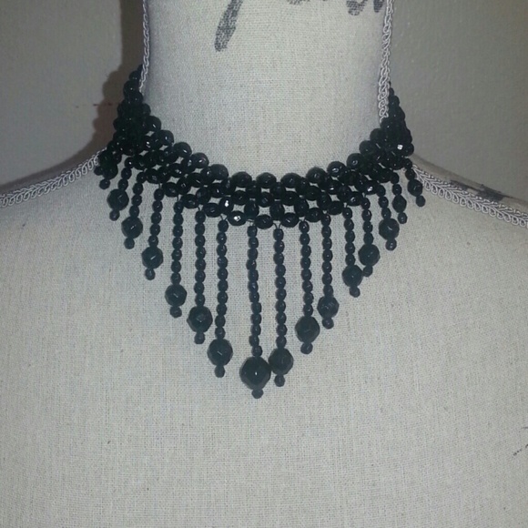 Black beaded necklace