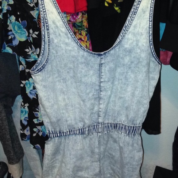 Acid denim wash romper