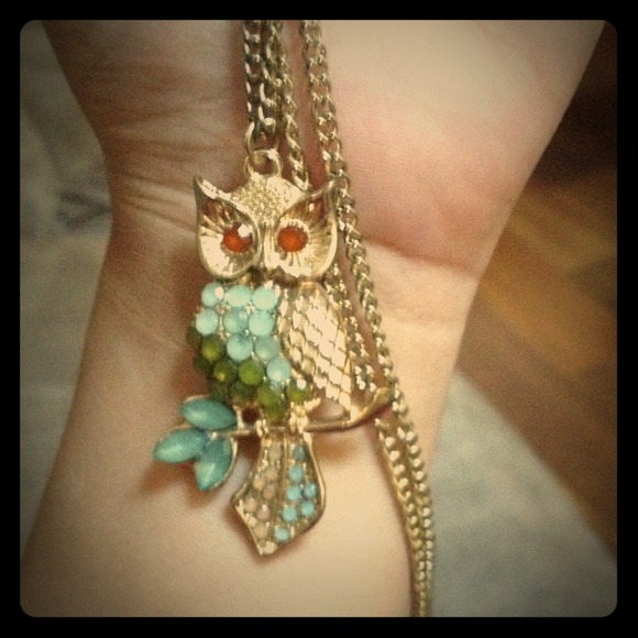 Owl necklace with stone detailing