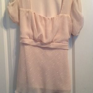 Baby doll top with mini gold poka dots