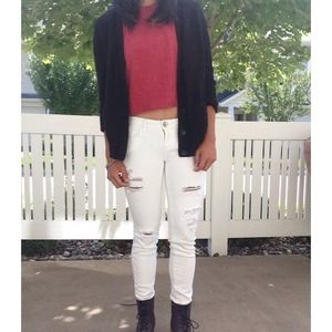 Bullhead Ripped White Jeans