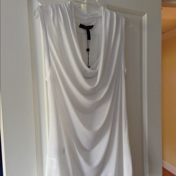 BCBG White Cowl Neck Top Size M Super Soft