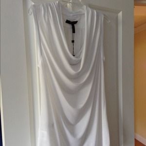 BCBG White Cowl Neck Top Size M Super Soft