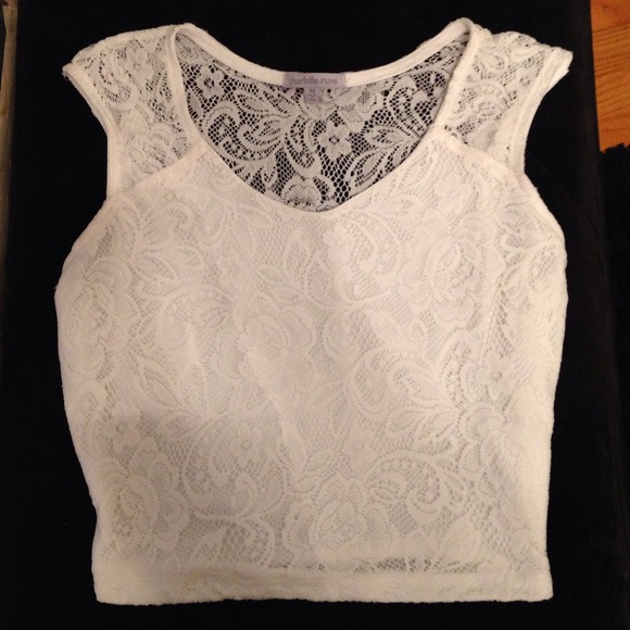 White lace crop top