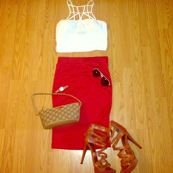 Red pencil skirt