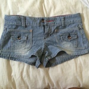 striped denim shorts