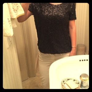 Black Sequin Top - H&M