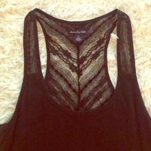NWOT Black Lace Back Tank